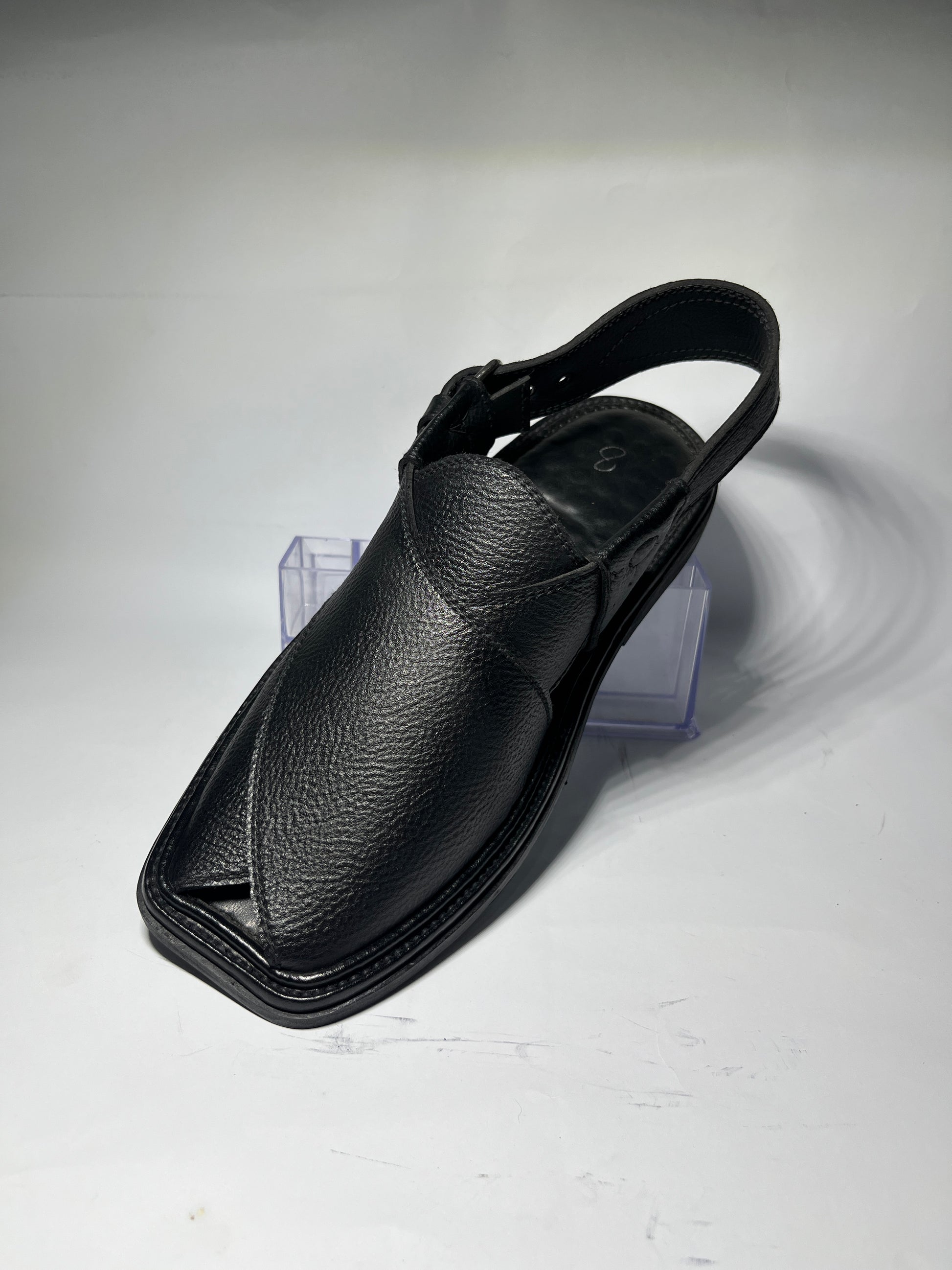 Kaptaan Black Peshawari Chappal - Angle View