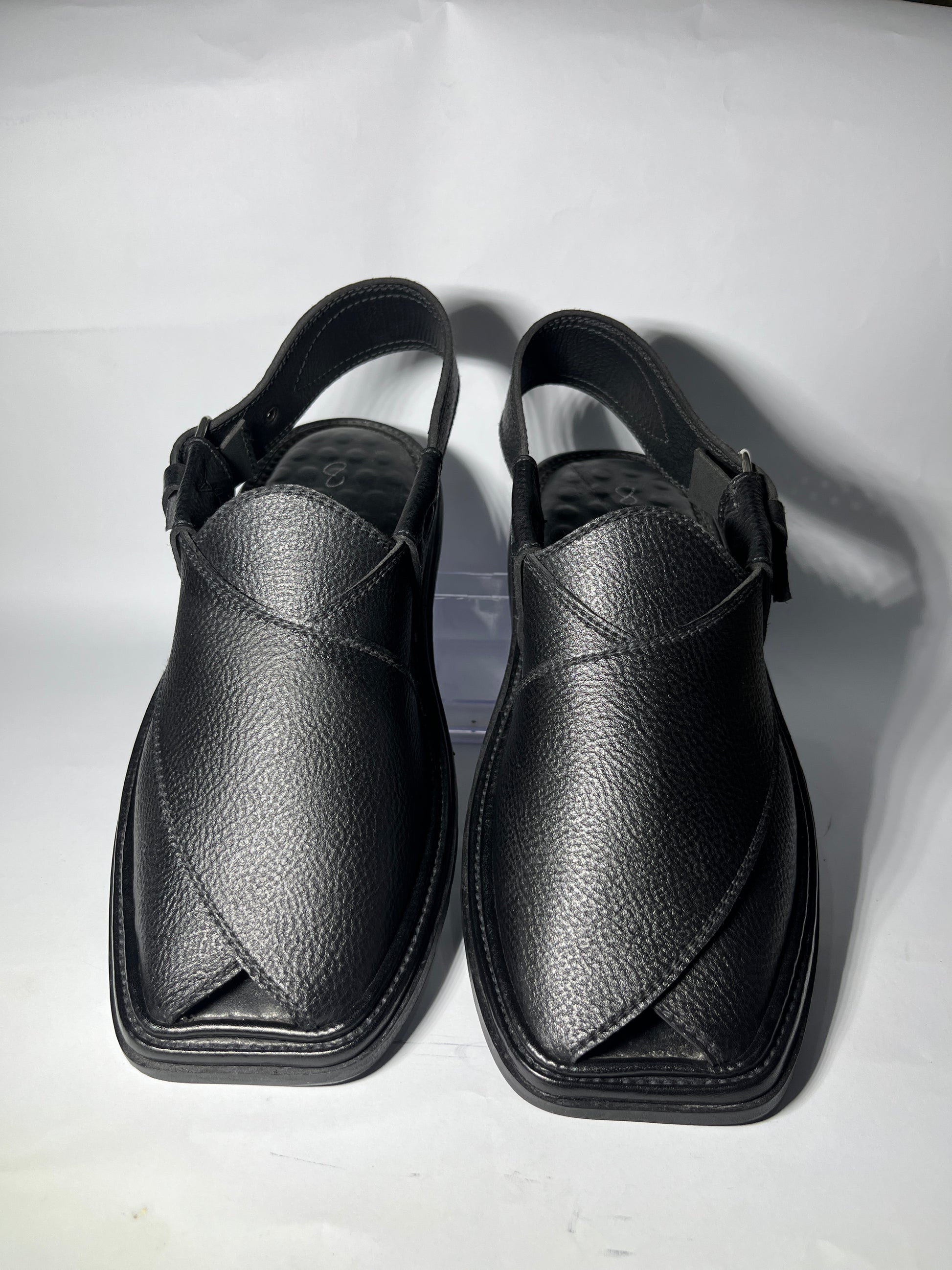 Kaptaan Black Peshawari Chappal - Top View