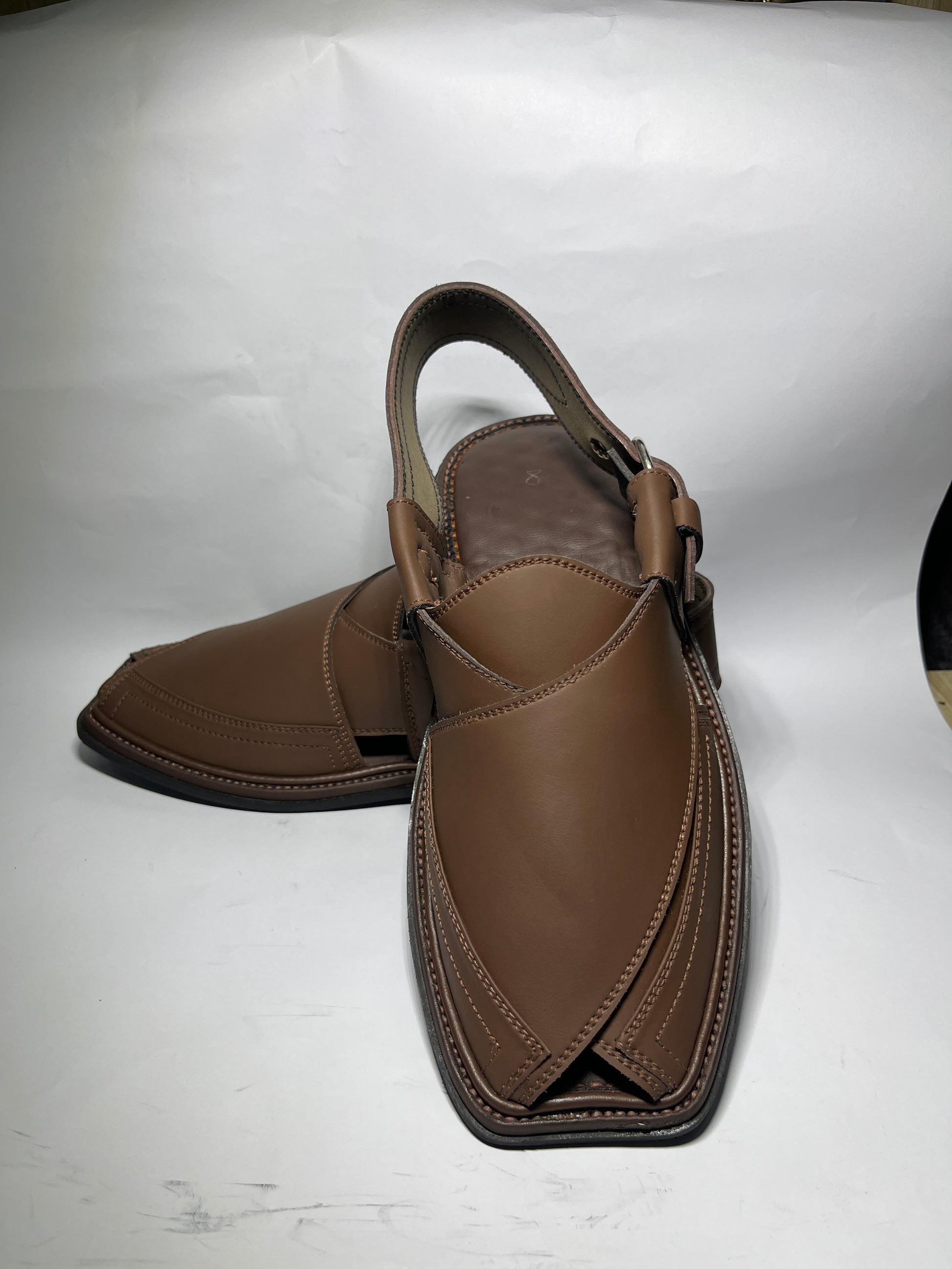 Norozi Brown Peshawari Chappal - Front View